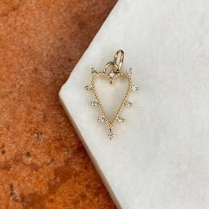 14KT Yellow Gold Diamond Elongated Heart Pendant