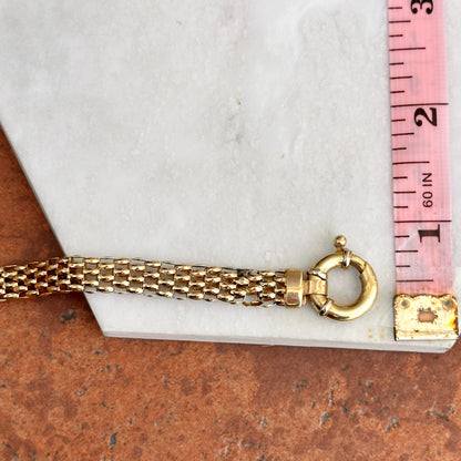 Estate 14KT Yellow Gold Open Weave Link Bracelet + Fancy Spring Ring 7”