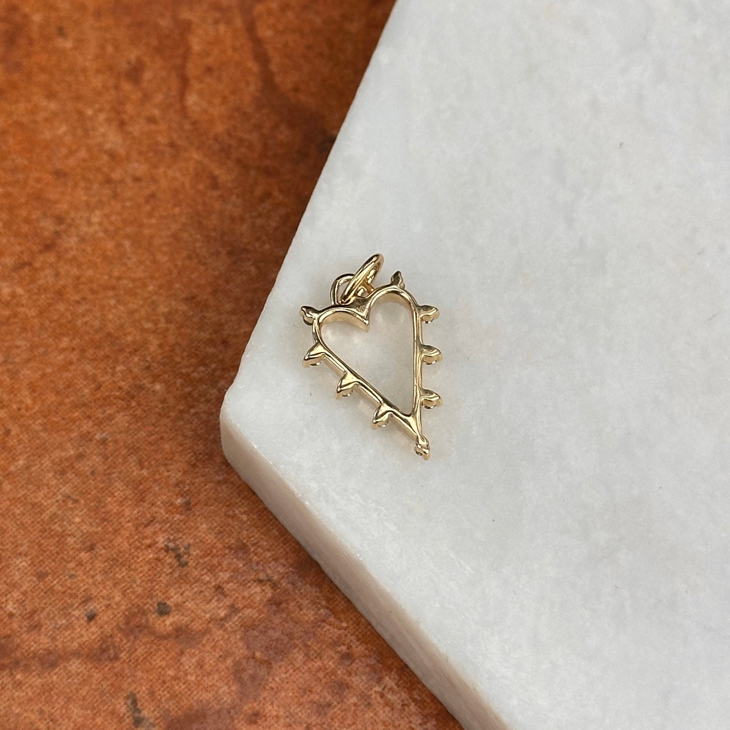 14KT Yellow Gold Diamond Elongated Heart Pendant