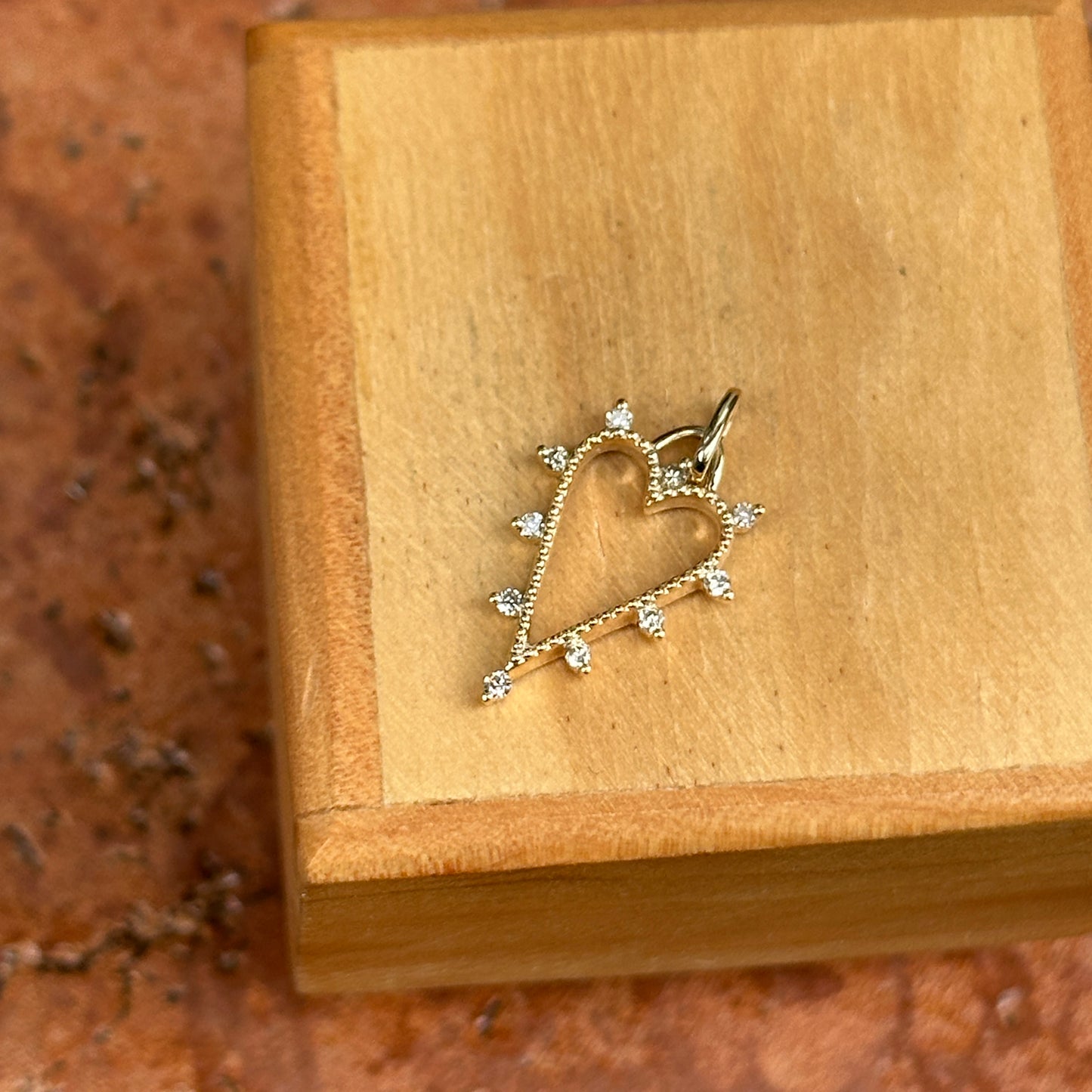 14KT Yellow Gold Diamond Elongated Heart Pendant