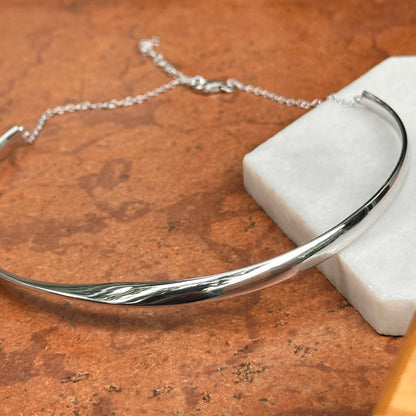 Sterling Silver Sculptural Collar Necklace + Extender