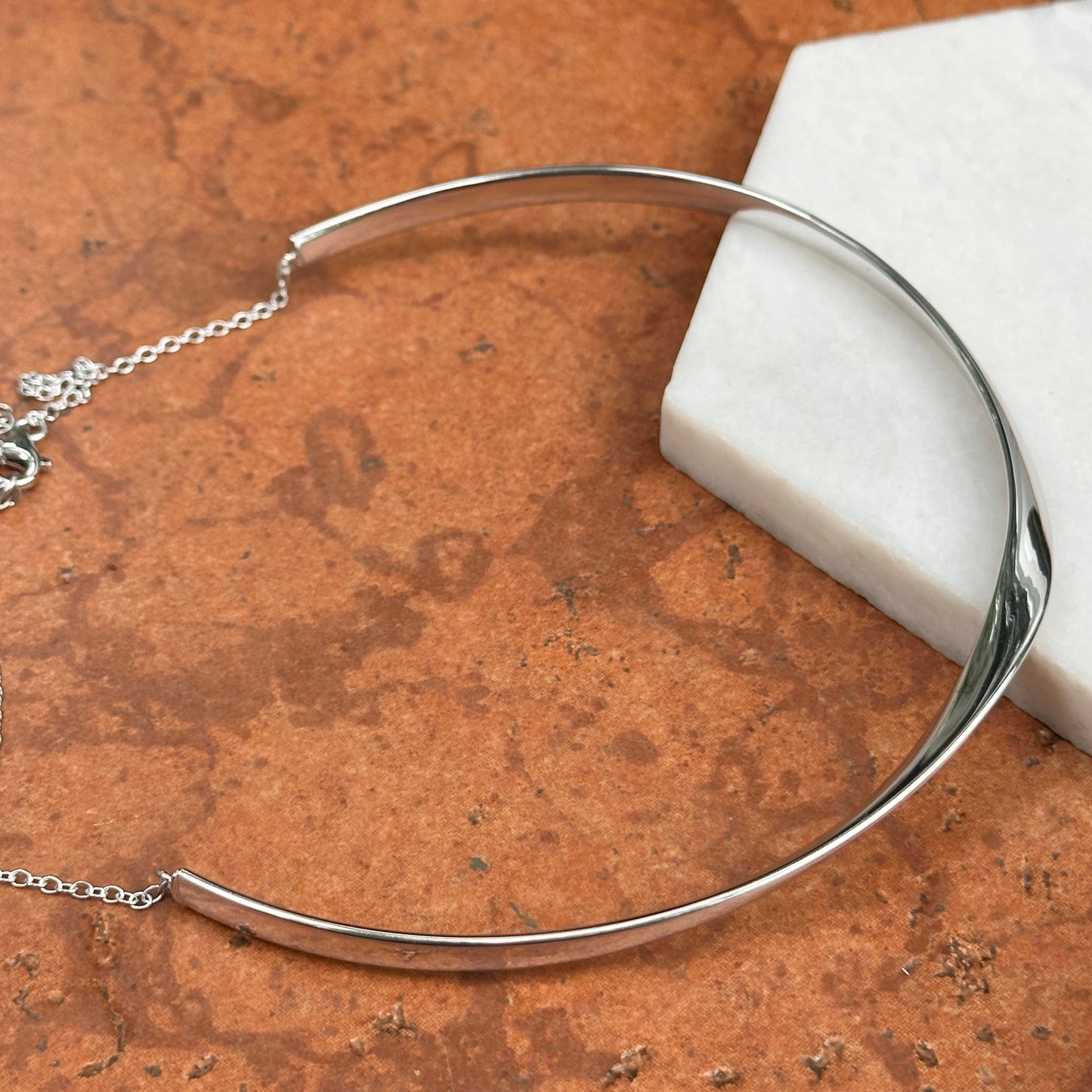 Sterling Silver Sculptural Collar Necklace + Extender