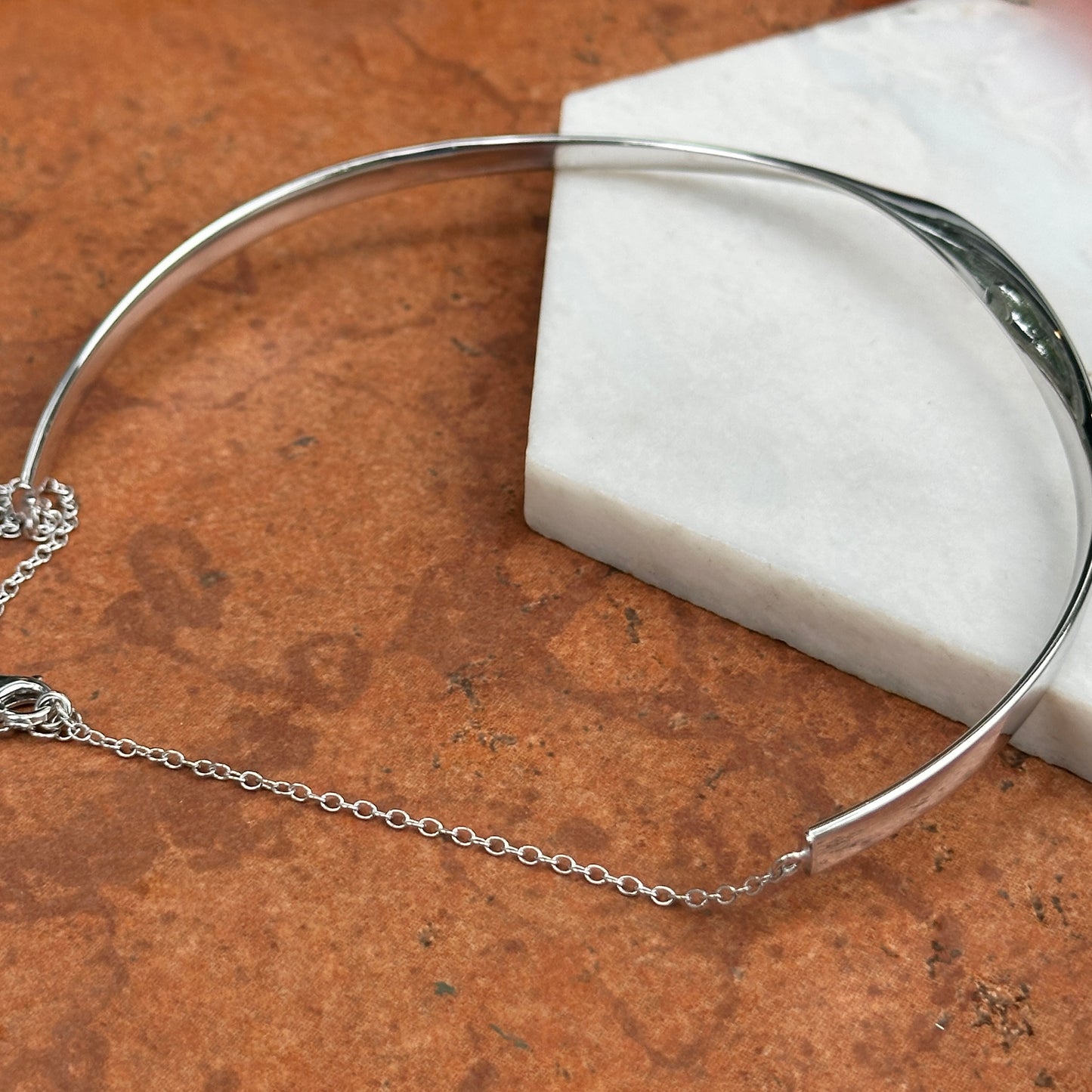 Sterling Silver Sculptural Collar Necklace + Extender