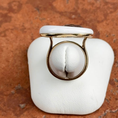Estate 10KT Yellow Gold Amethyst, Diamond, + Agate Ring