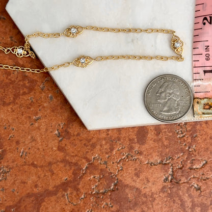Estate Gabriel & Co. 18KT Yellow Gold Diamond Station Necklace
