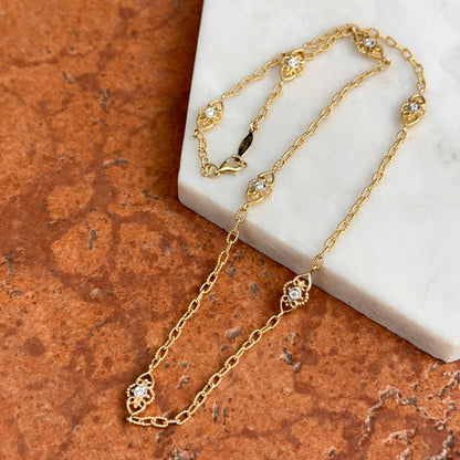 Estate Gabriel & Co. 18KT Yellow Gold Diamond Station Necklace
