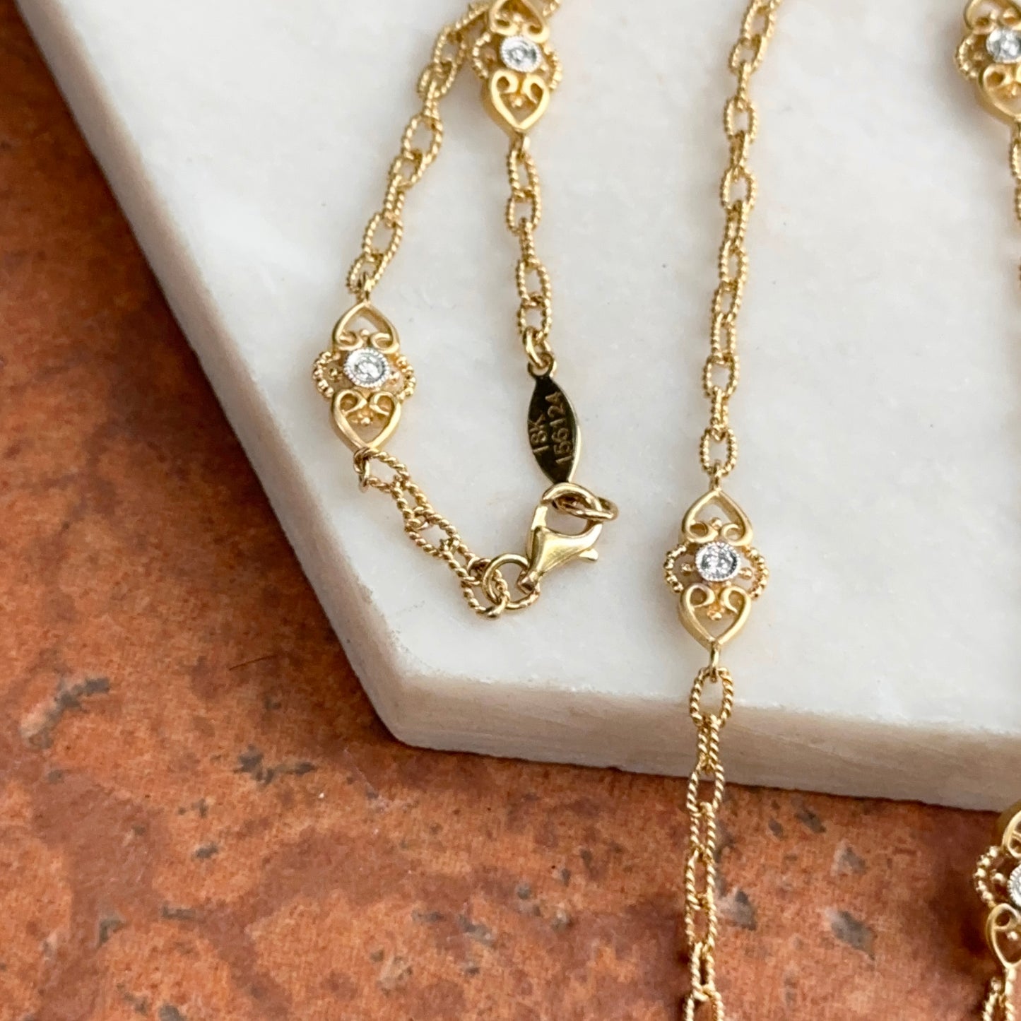 Estate Gabriel & Co. 18KT Yellow Gold Diamond Station Necklace