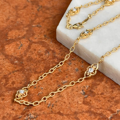 Estate Gabriel & Co. 18KT Yellow Gold Diamond Station Necklace