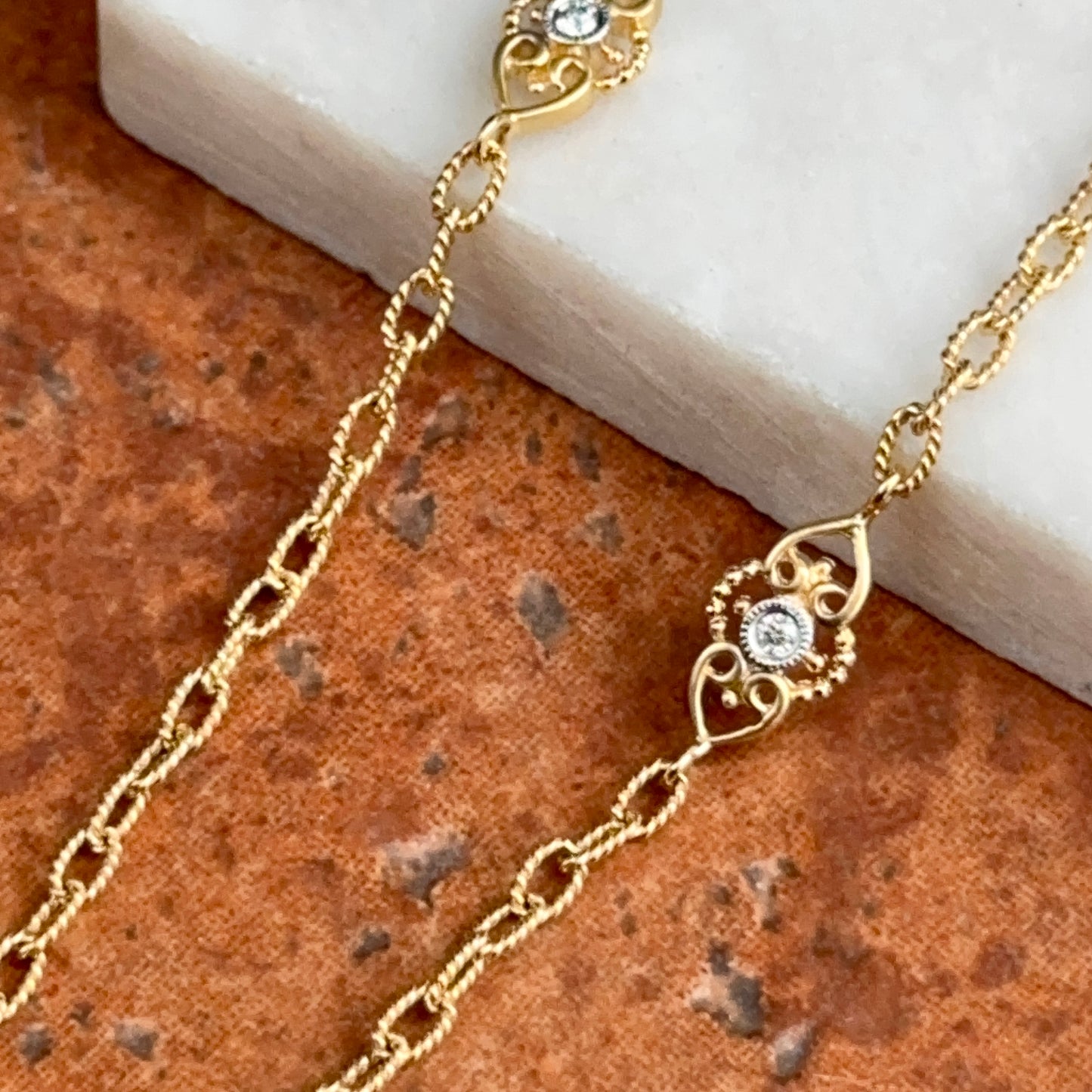 Estate Gabriel & Co. 18KT Yellow Gold Diamond Station Necklace
