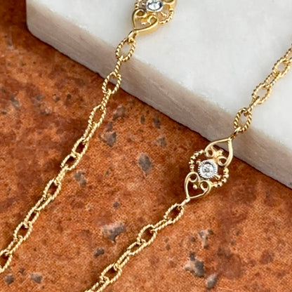 Estate Gabriel & Co. 18KT Yellow Gold Diamond Station Necklace