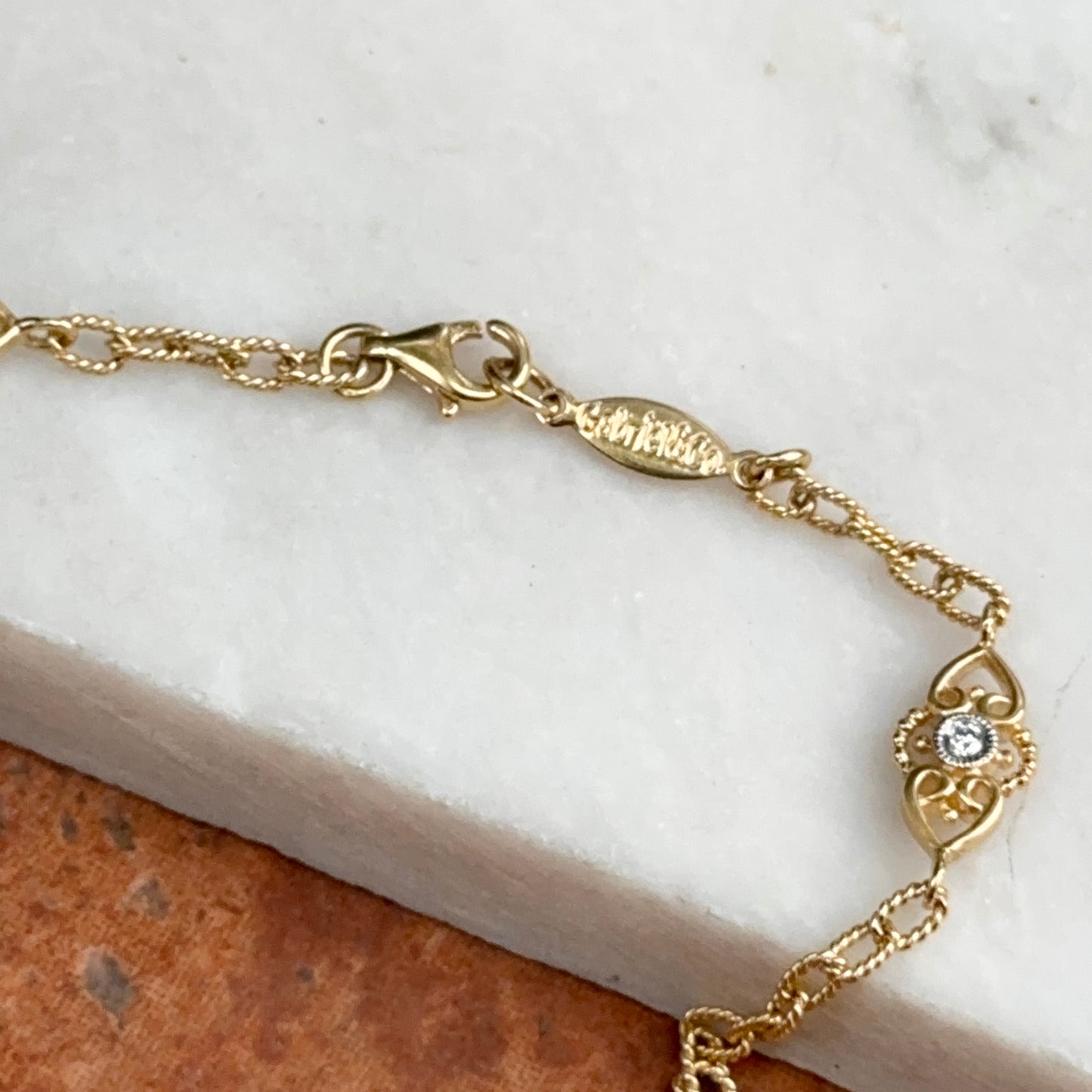 Estate Gabriel & Co. 18KT Yellow Gold Diamond Station Necklace