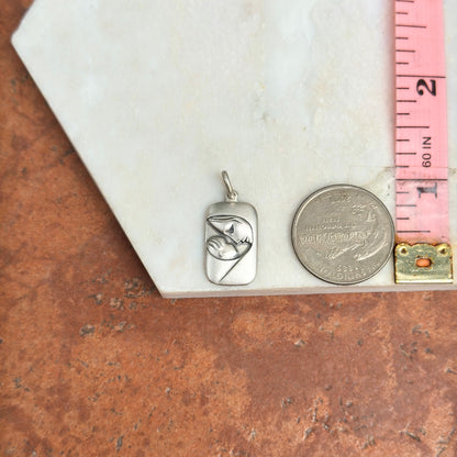 Sterling Silver Mother + Baby Rectangle Pendant