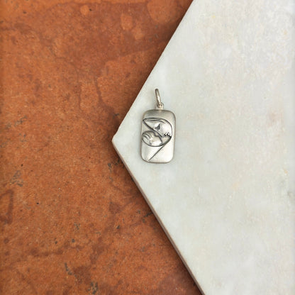 Sterling Silver Mother + Baby Rectangle Pendant