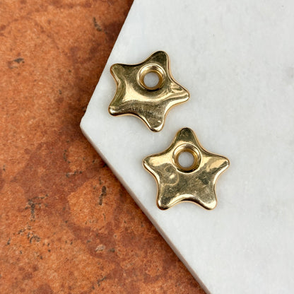 Estate Peter Brams 14KT Yellow Gold Star Hoop Earring Charms 20mm