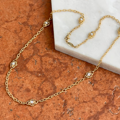 Estate Gabriel & Co. 18KT Yellow Gold Diamond Station Necklace