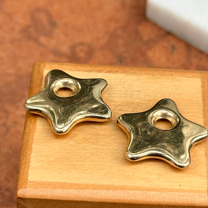 Estate Peter Brams 14KT Yellow Gold Star Hoop Earring Charms 20mm