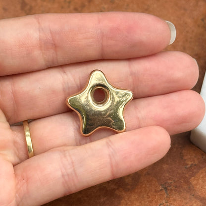 Estate Peter Brams 14KT Yellow Gold Star Hoop Earring Charms 20mm