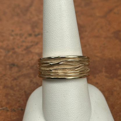 14KT Yellow Gold Solid Grooved Design Cigar Band Ring