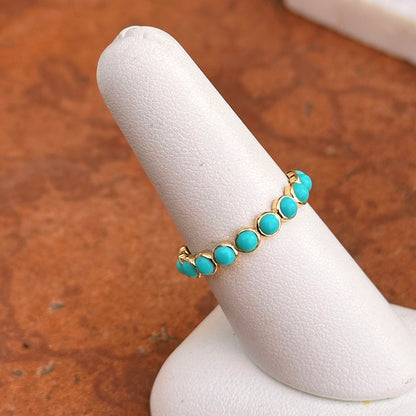 18KT Yellow Gold Cabochon Round Sleeping Beauty Turquoise Ring