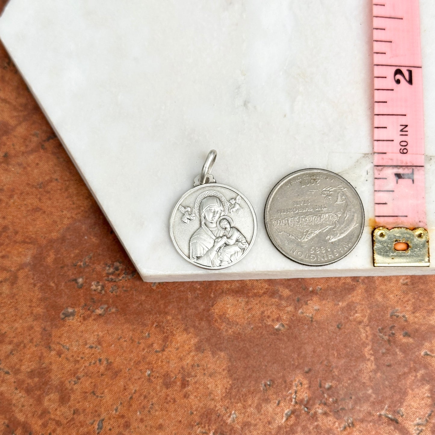 Sterling Silver Our Lady of Perpetual Help Medal Pendant 21mm