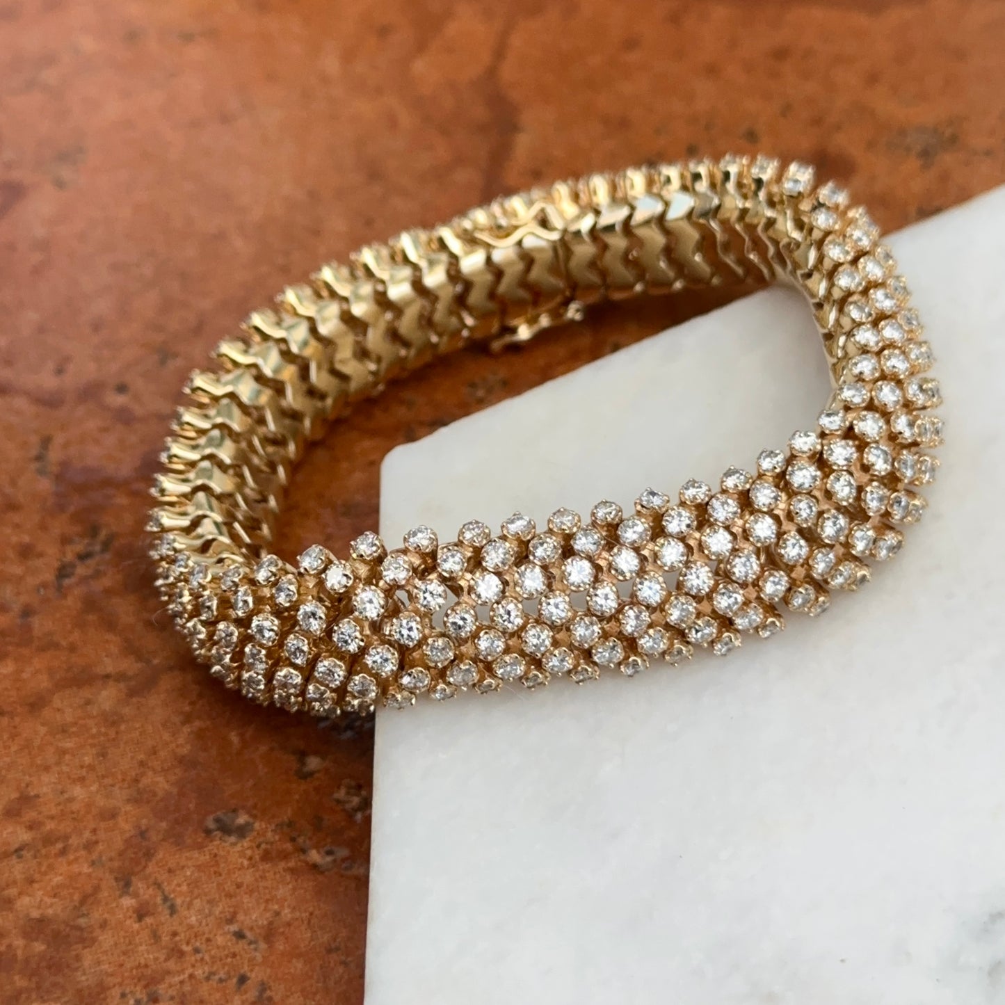 Estate 14KT Yellow Gold Diamond Mesh Soft Bracelet