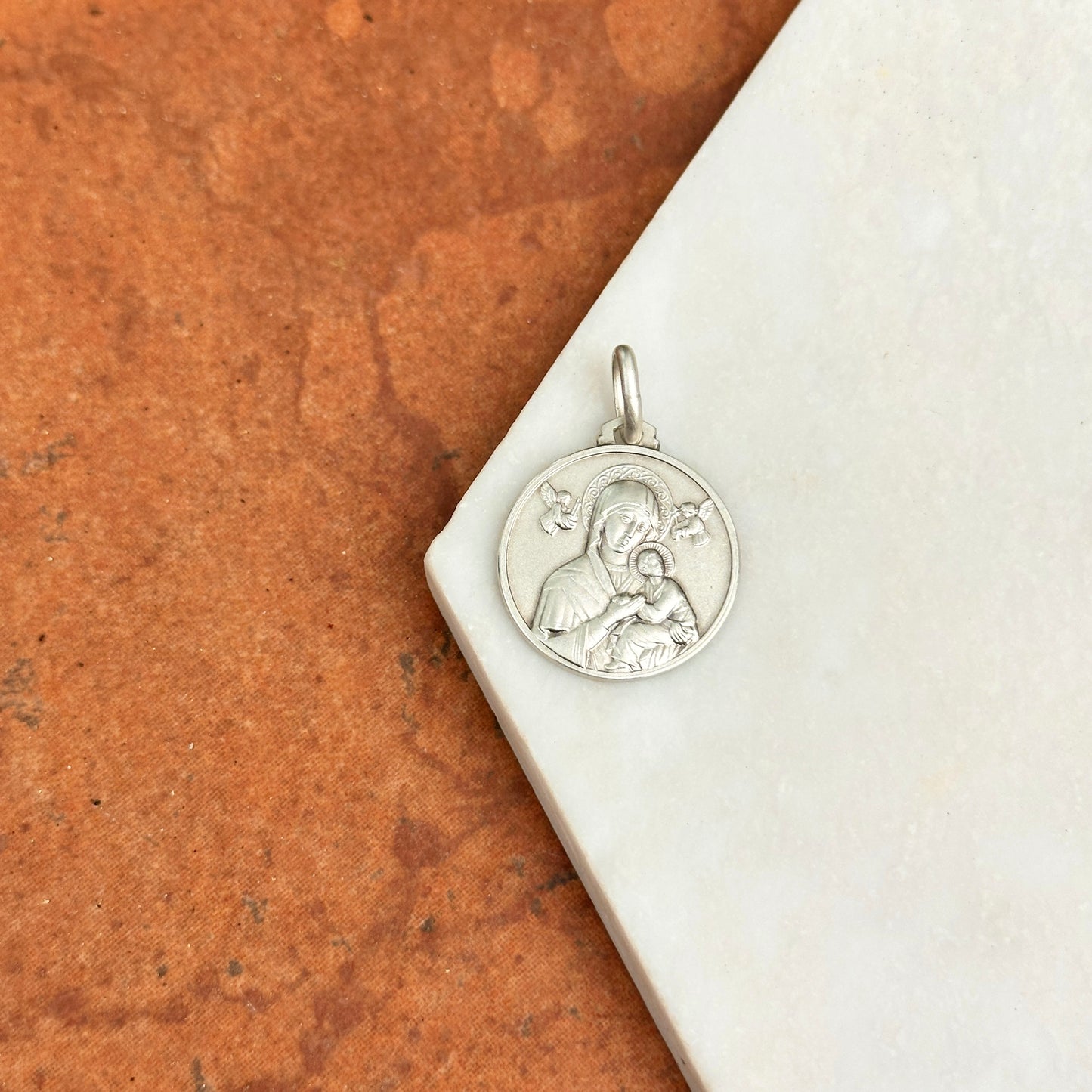 Sterling Silver Our Lady of Perpetual Help Medal Pendant 21mm