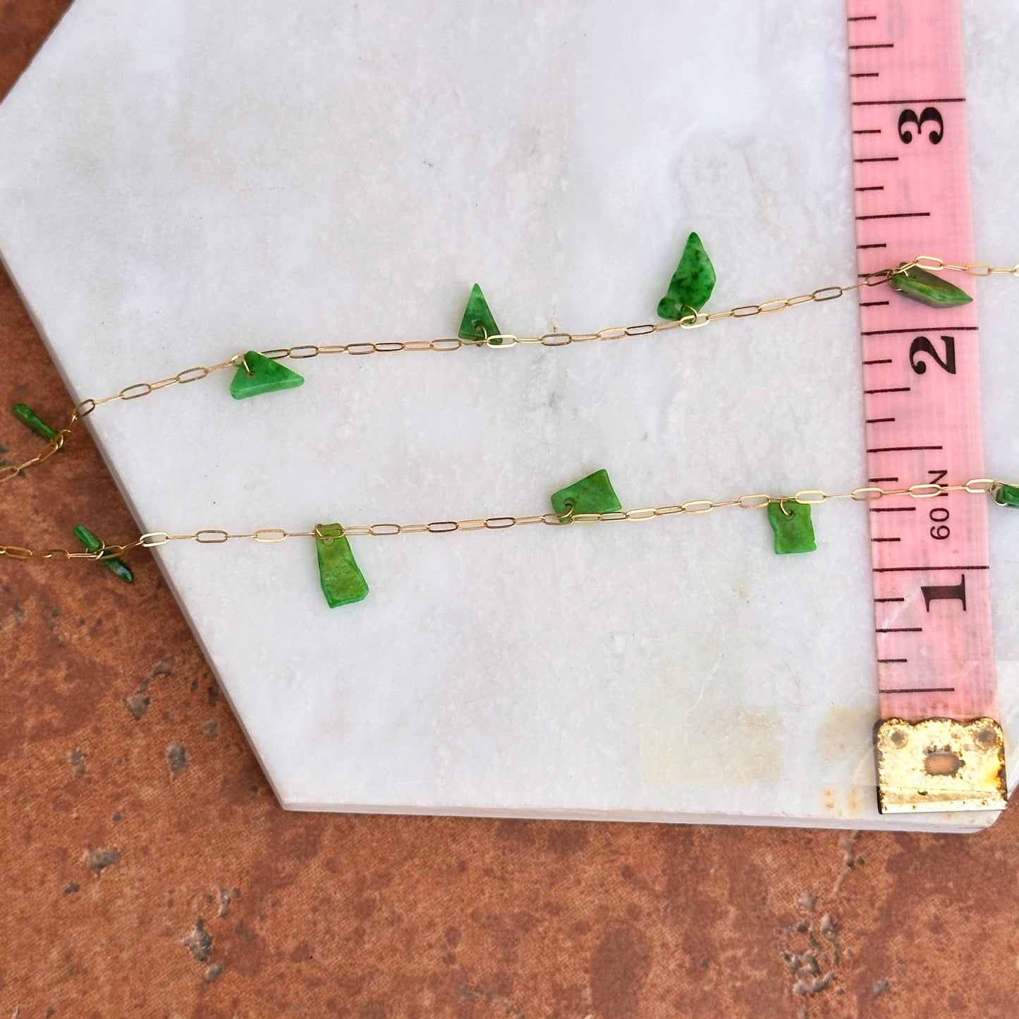 18KT Yellow Gold Abstract Jade Station Necklace