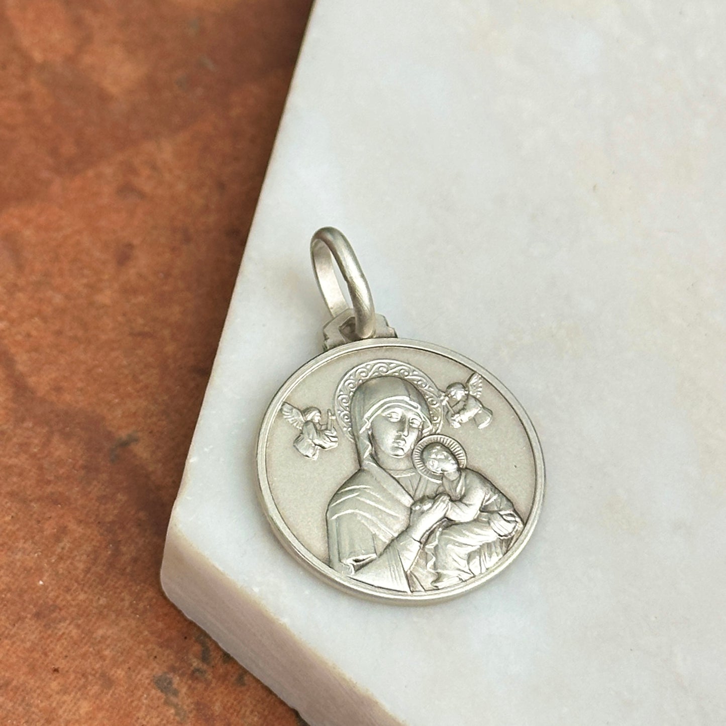 Sterling Silver Our Lady of Perpetual Help Medal Pendant 21mm