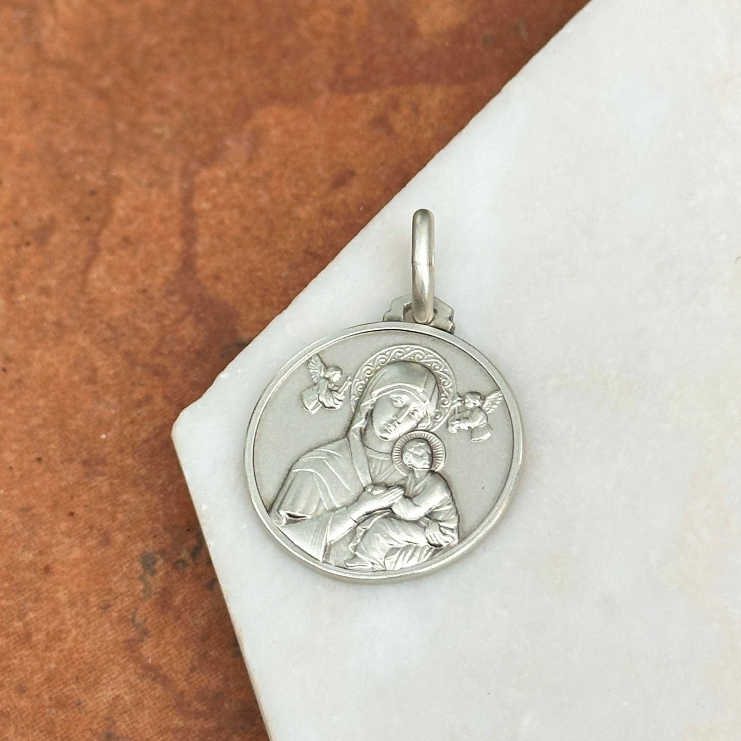 Sterling Silver Our Lady of Perpetual Help Medal Pendant 21mm