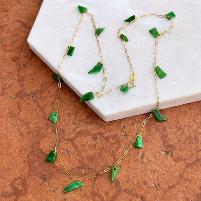 18KT Yellow Gold Abstract Jade Station Necklace