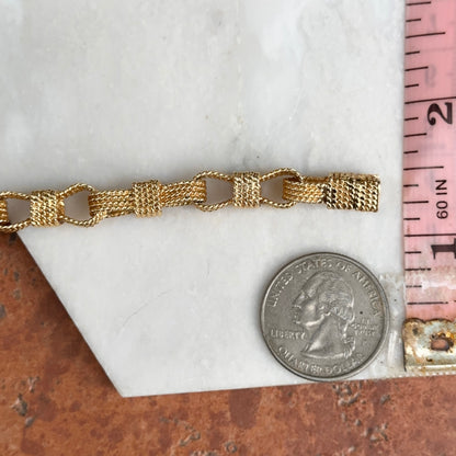 Estate 18KT Yellow Gold Woven Oval Links Chain Bracelet