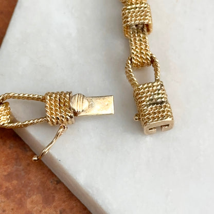 Estate 18KT Yellow Gold Woven Oval Links Chain Bracelet
