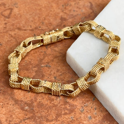 Estate 18KT Yellow Gold Woven Oval Links Chain Bracelet