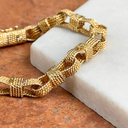 Estate 18KT Yellow Gold Woven Oval Links Chain Bracelet