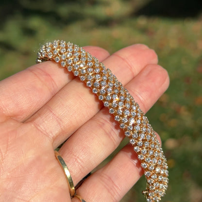 Estate 14KT Yellow Gold Diamond Mesh Soft Bracelet