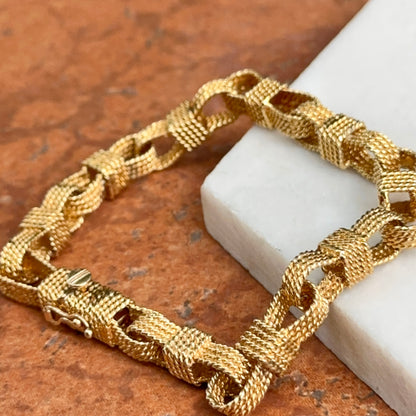 Estate 18KT Yellow Gold Woven Oval Links Chain Bracelet