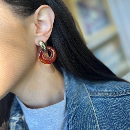 Estate Carnelian Round Earring Charms - LSJ