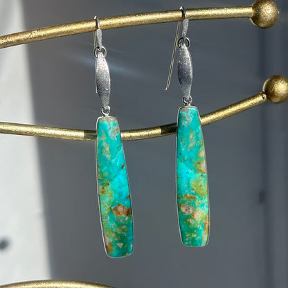 Sterling Silver Elongated Arizona Turquoise Earrings