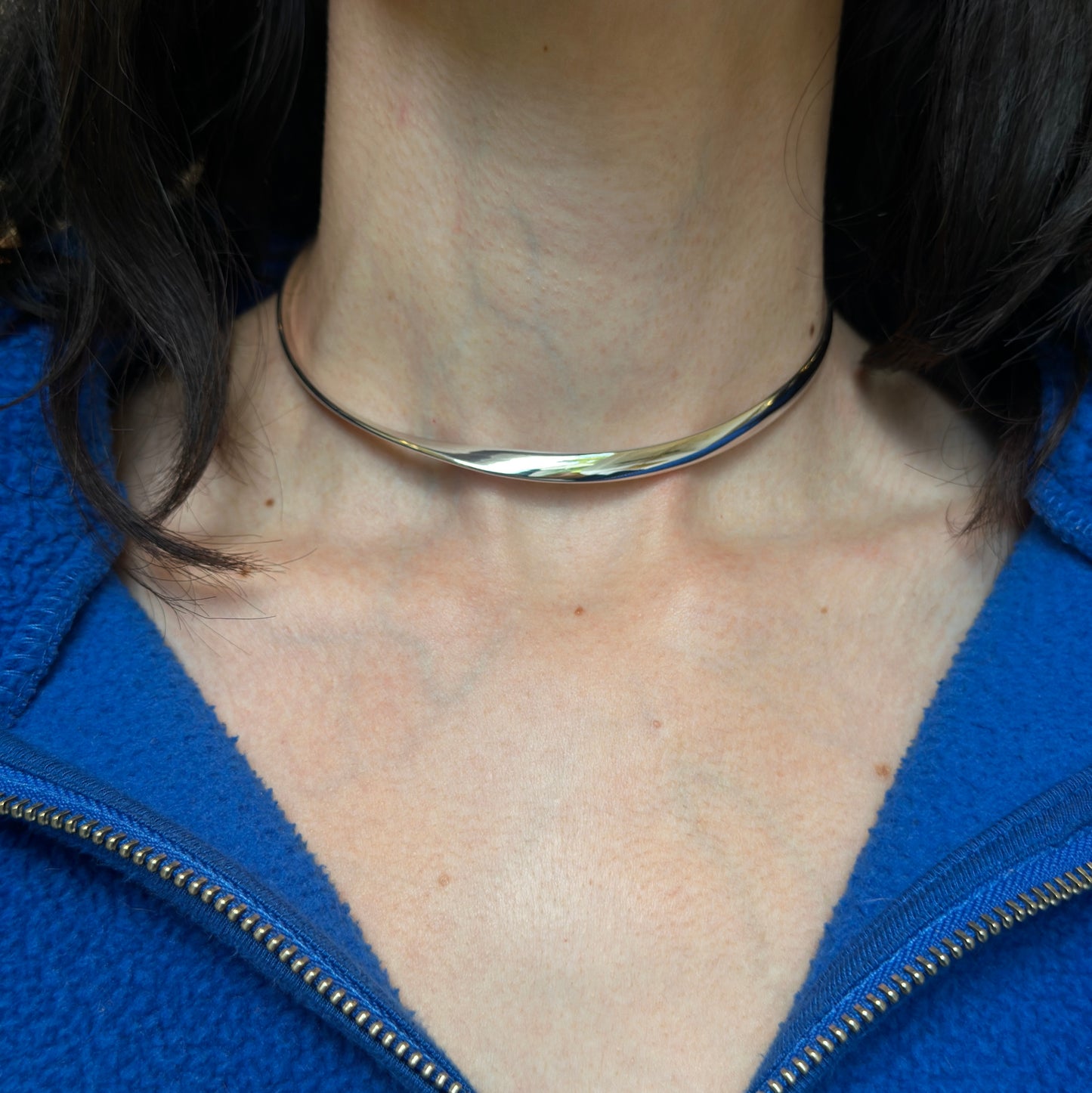 Sterling Silver Sculptural Collar Necklace + Extender