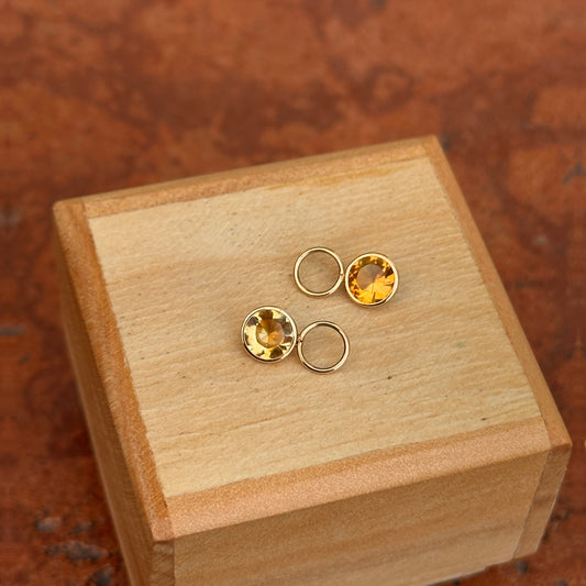 Estate 14KT Yellow Gold Round Citrine Earring Charms
