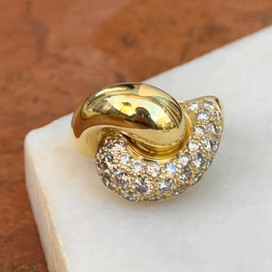 Estate Jose Hess 18KT Yellow Gold Pave Diamond Knot Dome Ring