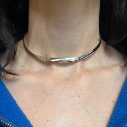Sterling Silver Sculptural Collar Necklace + Extender