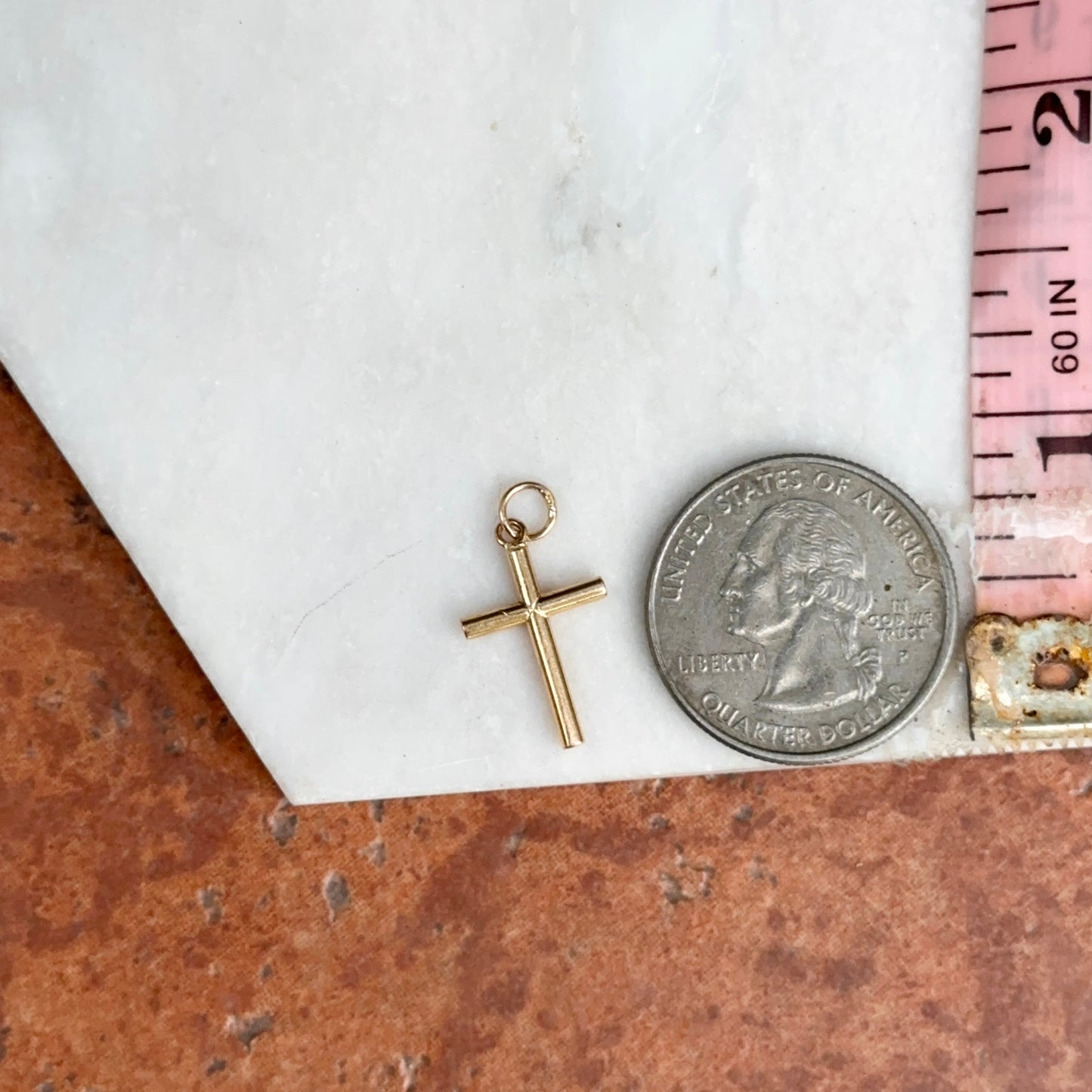 Estate 18KT Yellow Gold Plain Cross Pendant