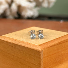 Load image into Gallery viewer, Estate 14KT White Gold Light Blue Round Diamond Stud Earrings