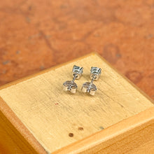 Load image into Gallery viewer, Estate 14KT White Gold Light Blue Round Diamond Stud Earrings