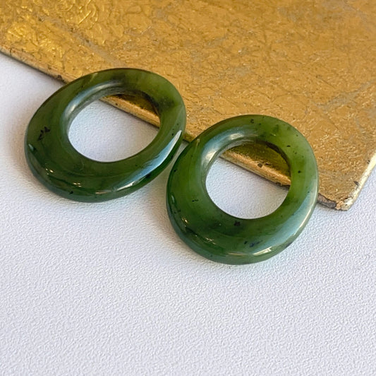 Estate Spinach Jadeite Oval Earring Charms