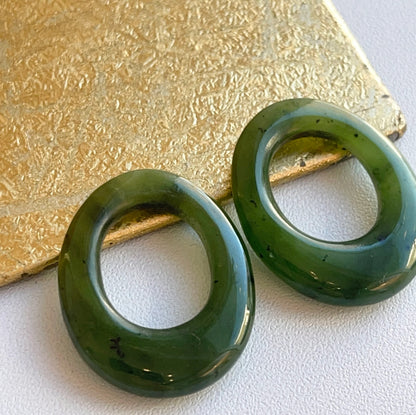 Estate Spinach Jadeite Oval Earring Charms