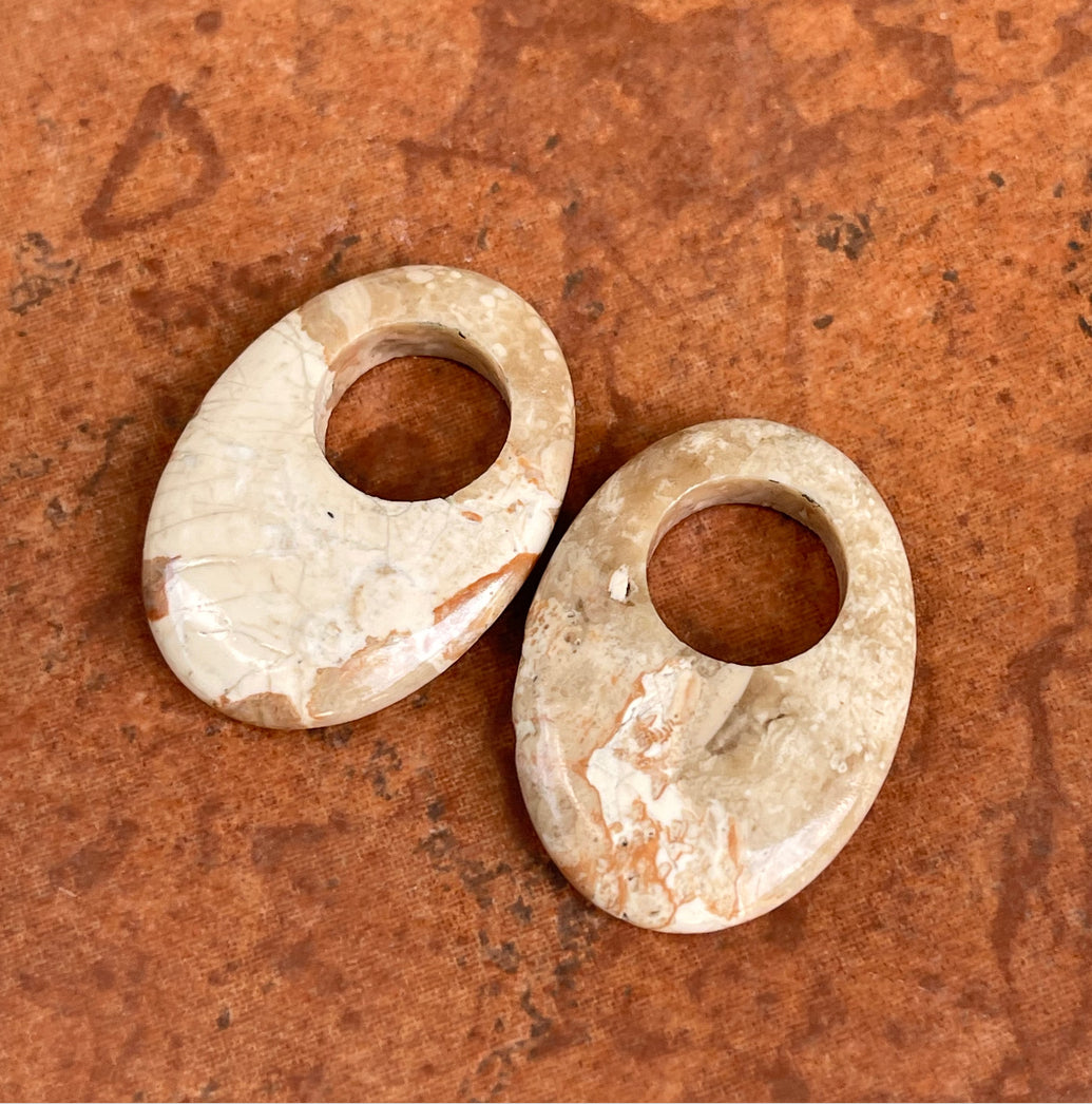 Estate Beige Jasper Oval Earring Charms