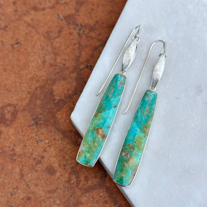Sterling Silver Elongated Arizona Turquoise Earrings