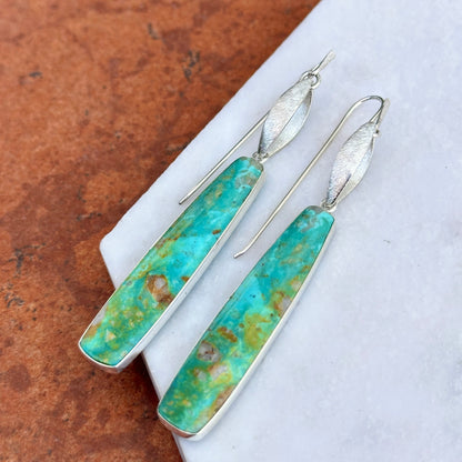 Sterling Silver Elongated Arizona Turquoise Earrings